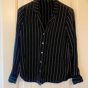Brass black striped button up
